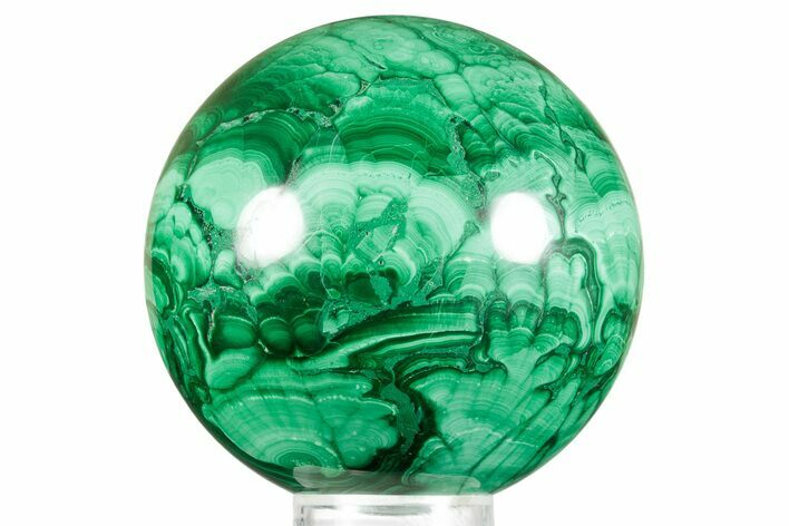 Flowery Polished Malachite Sphere - DR Congo #374466
